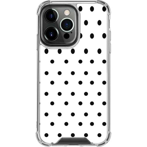 White and Black Polka Dots iPhone 16 Pro Clear Case